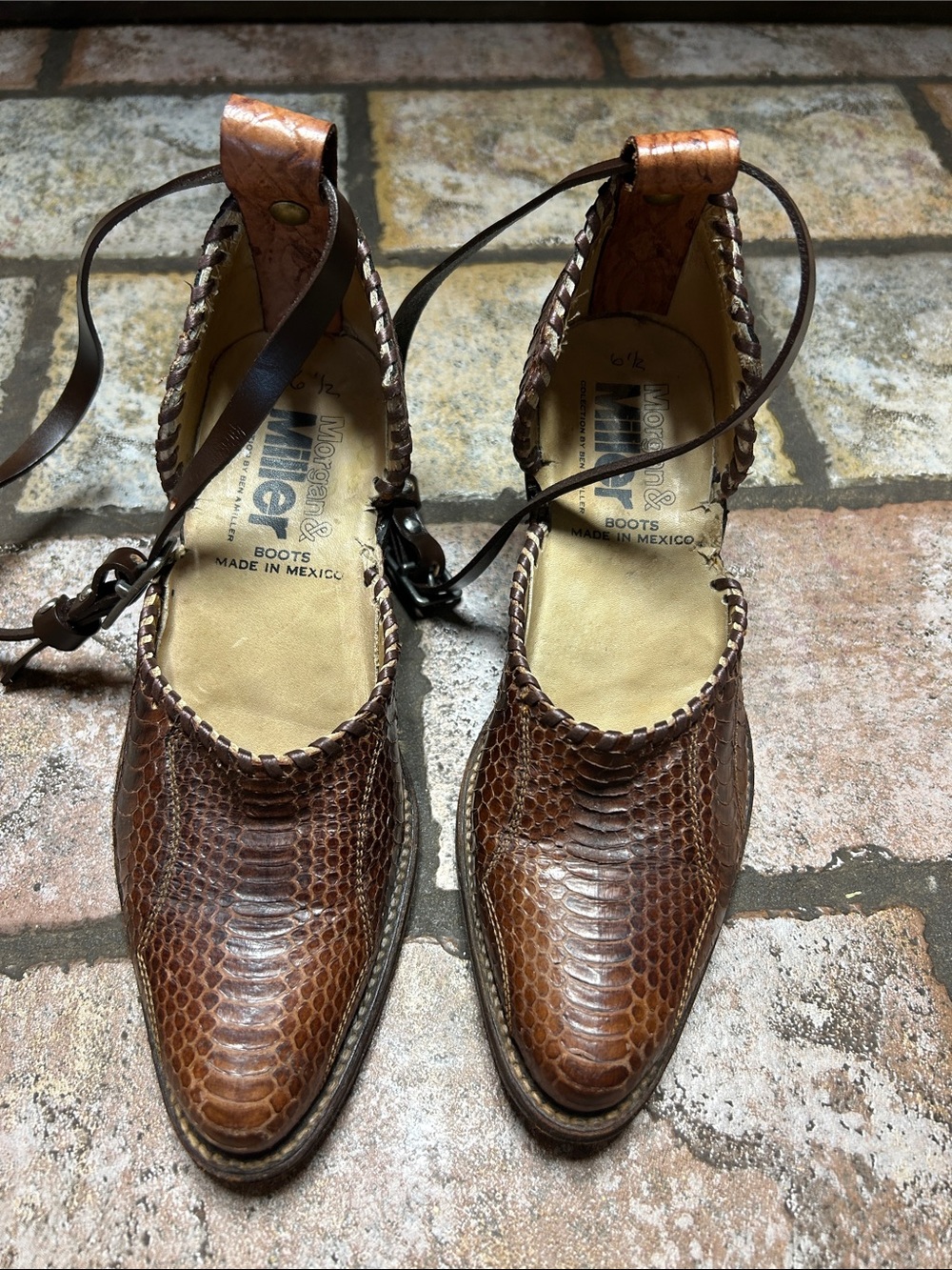 Women’s upcycled boots made into shoe with Ankle Tie